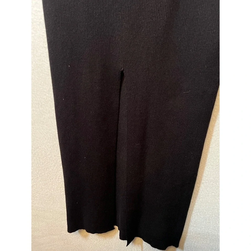 Olive + Oak Ribbed Knit Maxi Skirt High Waist‎ Slit Black Women's M